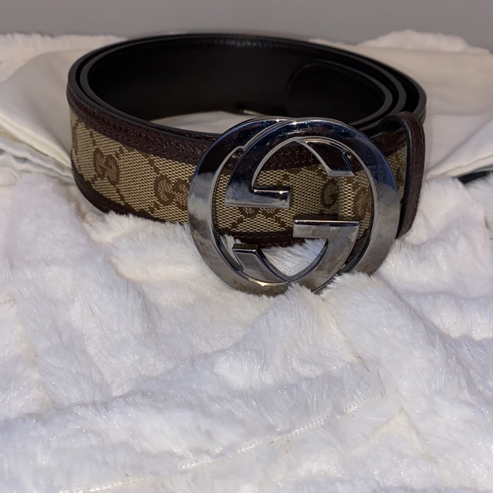 Gucci Supreme Canvas Double GG Belt With Dust Bag